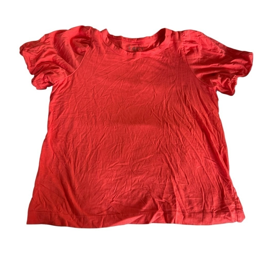 LOFT Orange Ruffled Short Sleeve T-Shirt Blouse
